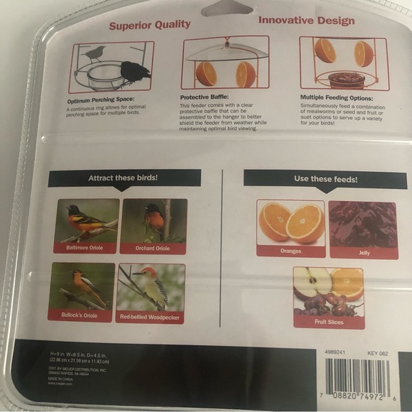 Meijer Bird Oriole Bird Feeder Multiple Feeding Options Fruits